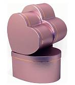 Коробка 22*19,5*11,5 см  Сердце розовое металлик